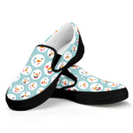 Snowman Emoji Pattern Print Black Slip On Shoes