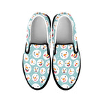 Snowman Emoji Pattern Print Black Slip On Shoes