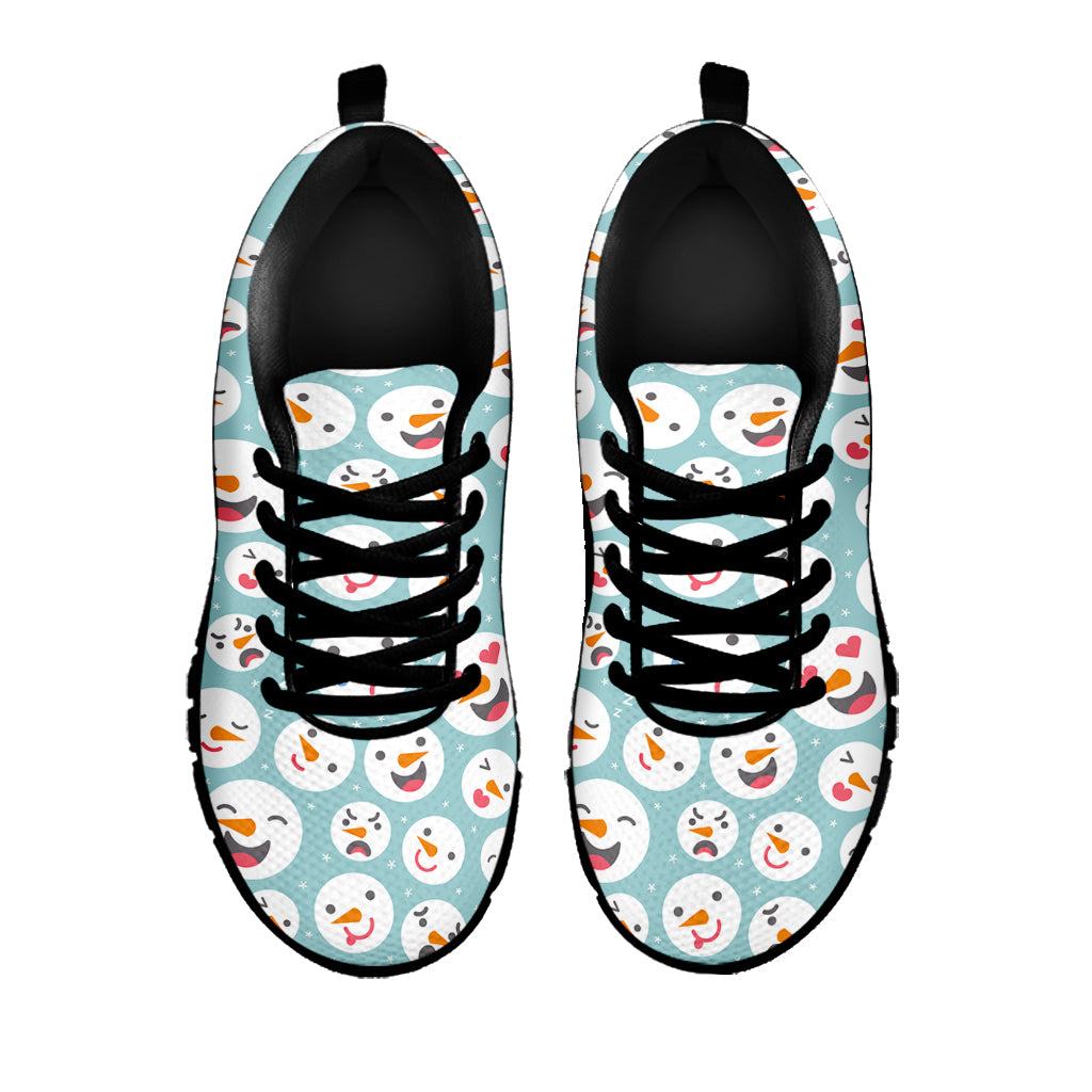 Snowman Emoji Pattern Print Black Sneakers