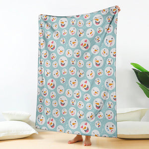 Snowman Emoji Pattern Print Blanket