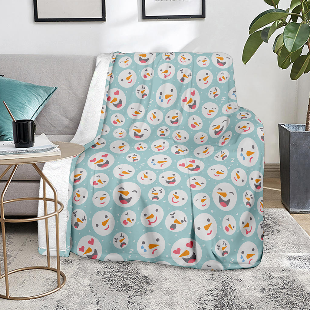 Snowman Emoji Pattern Print Blanket