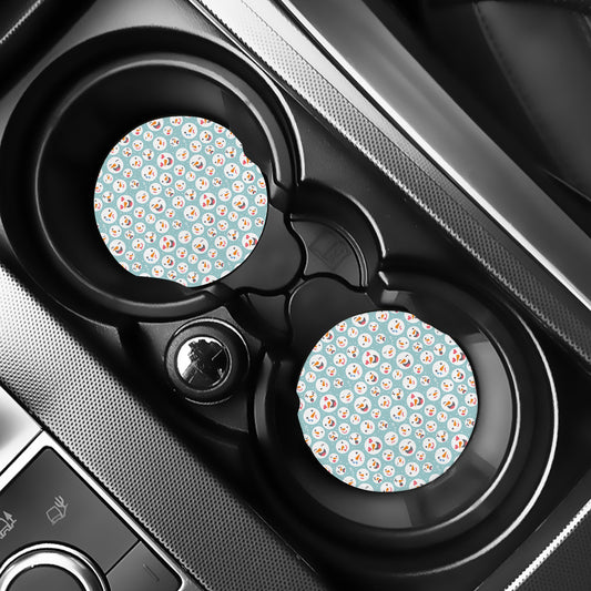 Snowman Emoji Pattern Print Car Coasters