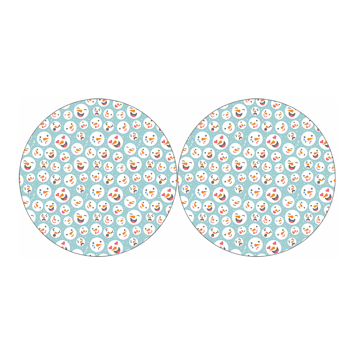 Snowman Emoji Pattern Print Car Coasters