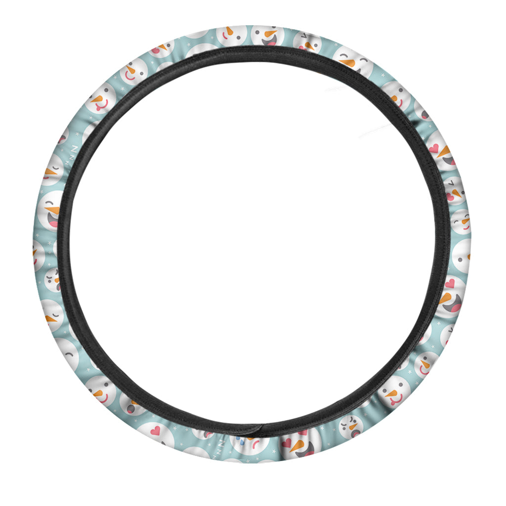 Snowman Emoji Pattern Print Car Steering Wheel Cover