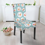 Snowman Emoji Pattern Print Dining Chair Slipcover
