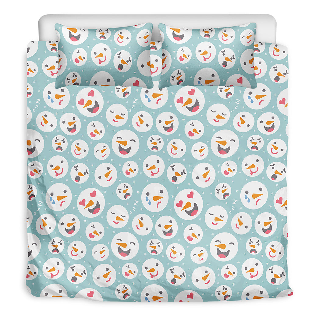 Snowman Emoji Pattern Print Duvet Cover Bedding Set