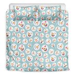 Snowman Emoji Pattern Print Duvet Cover Bedding Set