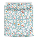 Snowman Emoji Pattern Print Duvet Cover Bedding Set