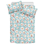 Snowman Emoji Pattern Print Duvet Cover Bedding Set