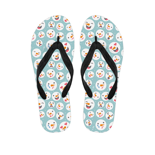 Snowman Emoji Pattern Print Flip Flops