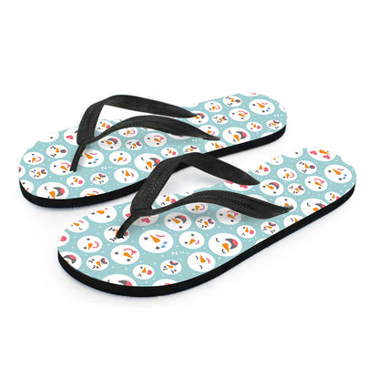 Snowman Emoji Pattern Print Flip Flops