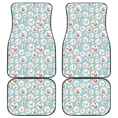 Snowman Emoji Pattern Print Front and Back Car Floor Mats