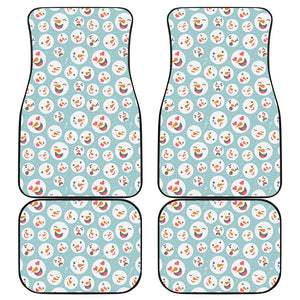 Snowman Emoji Pattern Print Front and Back Car Floor Mats