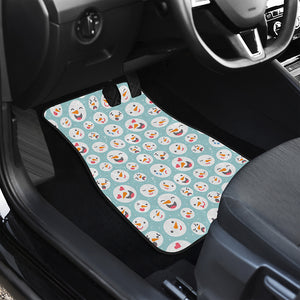 Snowman Emoji Pattern Print Front and Back Car Floor Mats