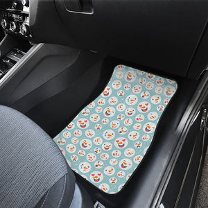 Snowman Emoji Pattern Print Front and Back Car Floor Mats