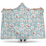 Snowman Emoji Pattern Print Hooded Blanket