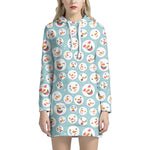 Snowman Emoji Pattern Print Hoodie Dress
