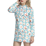 Snowman Emoji Pattern Print Hoodie Dress