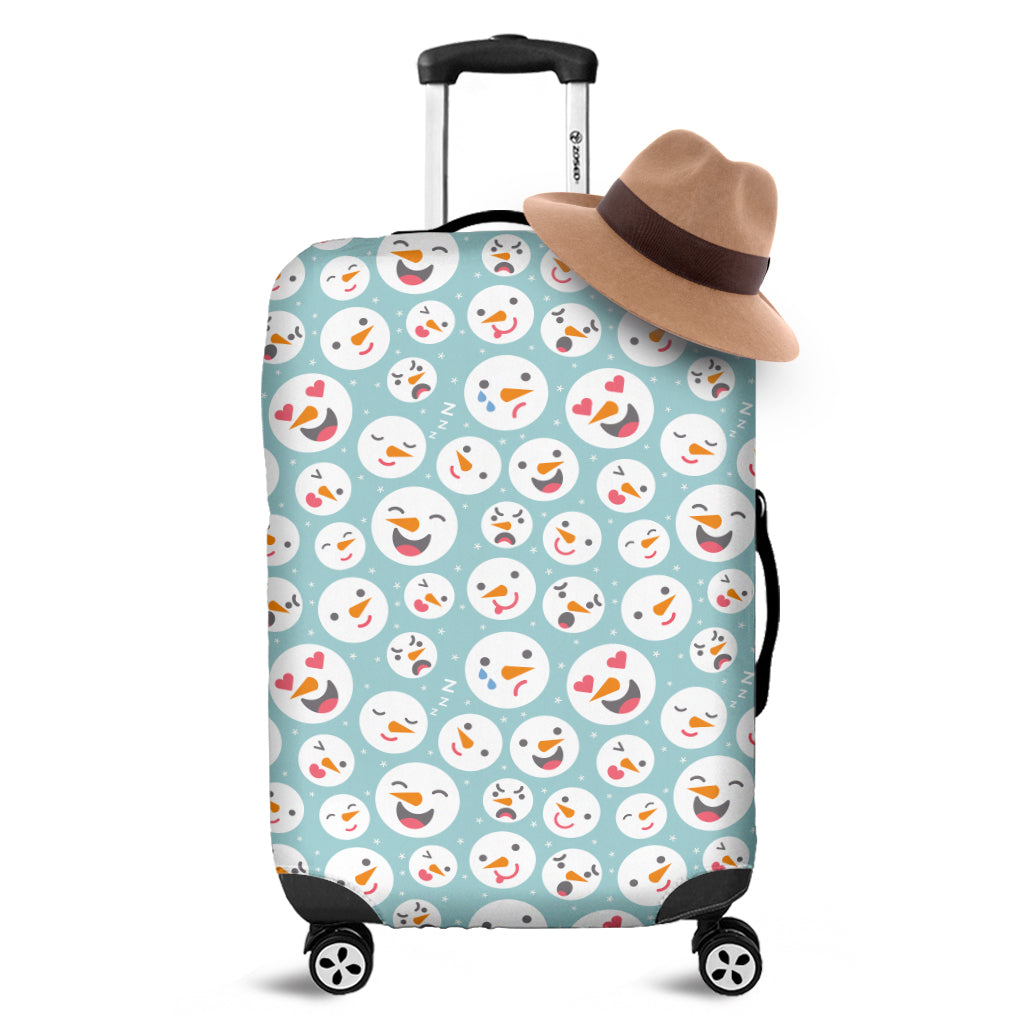 Snowman Emoji Pattern Print Luggage Cover