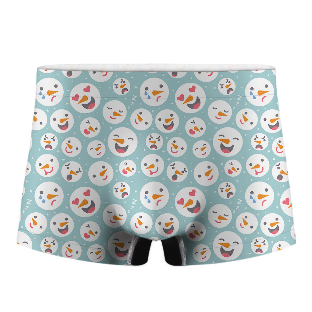 Snowman Emoji Pattern Print Men's Boxer Briefs