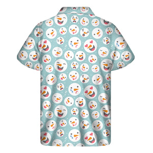 Snowman Emoji Pattern Print Men's Short Sleeve Shirt