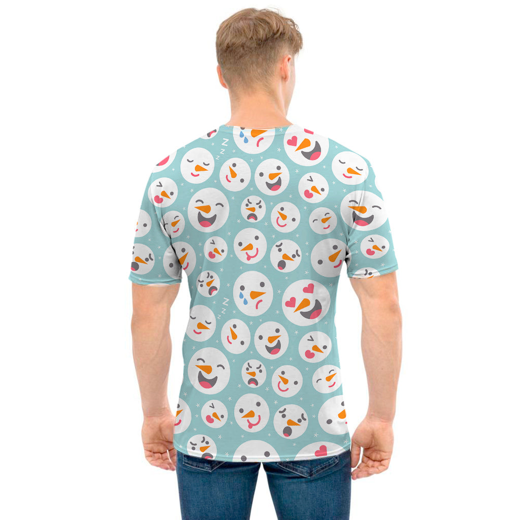 Snowman Emoji Pattern Print Men's T-Shirt