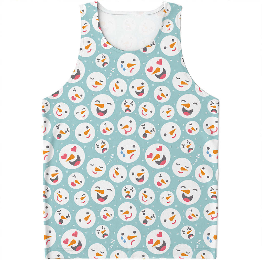 Snowman Emoji Pattern Print Men's Tank Top