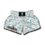 Snowman Emoji Pattern Print Muay Thai Boxing Shorts