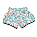 Snowman Emoji Pattern Print Muay Thai Boxing Shorts
