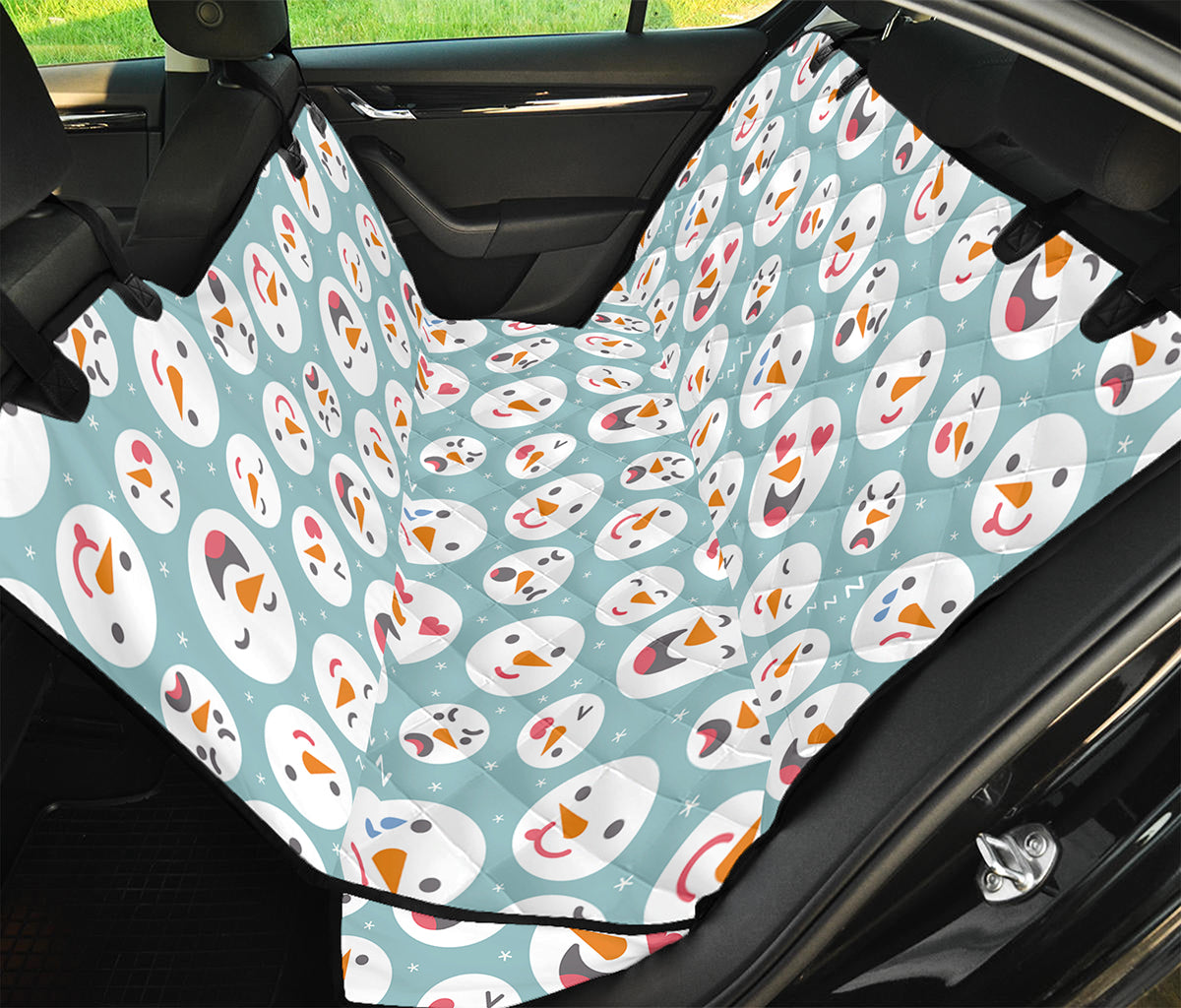 Snowman Emoji Pattern Print Pet Car Back Seat Cover