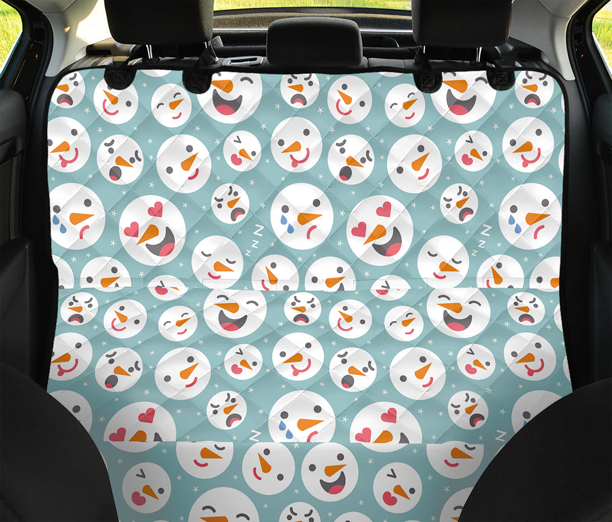 Snowman Emoji Pattern Print Pet Car Back Seat Cover