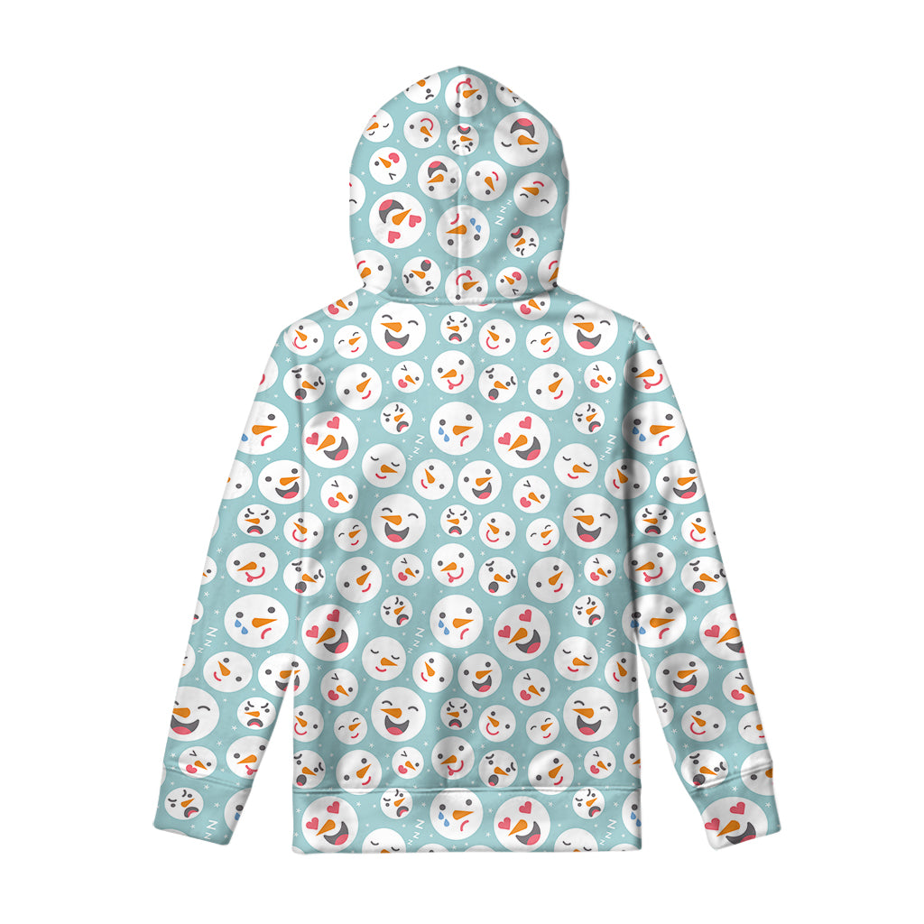 Snowman Emoji Pattern Print Pullover Hoodie