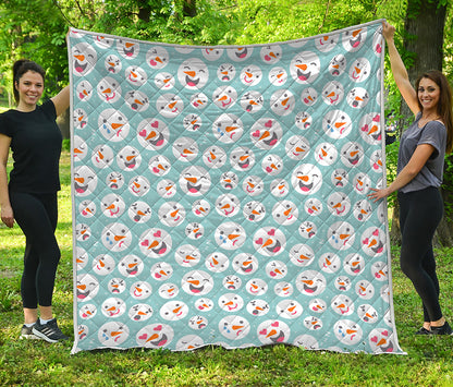 Snowman Emoji Pattern Print Quilt