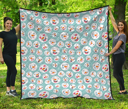 Snowman Emoji Pattern Print Quilt