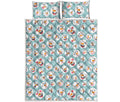 Snowman Emoji Pattern Print Quilt Bed Set