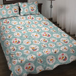 Snowman Emoji Pattern Print Quilt Bed Set