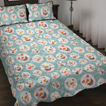 Snowman Emoji Pattern Print Quilt Bed Set