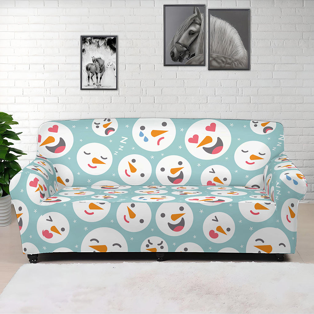 Snowman Emoji Pattern Print Sofa Cover
