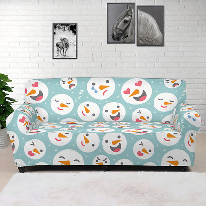 Snowman Emoji Pattern Print Sofa Cover