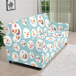 Snowman Emoji Pattern Print Sofa Cover