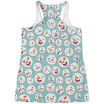 Snowman Emoji Pattern Print Women's Racerback Tank Top