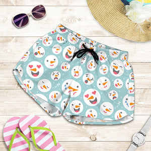 Snowman Emoji Pattern Print Women's Shorts