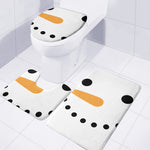 Snowman Face Print 3 Piece Bath Mat Set