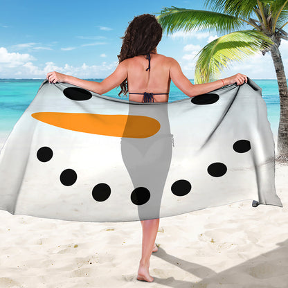 Snowman Face Print Beach Sarong Wrap