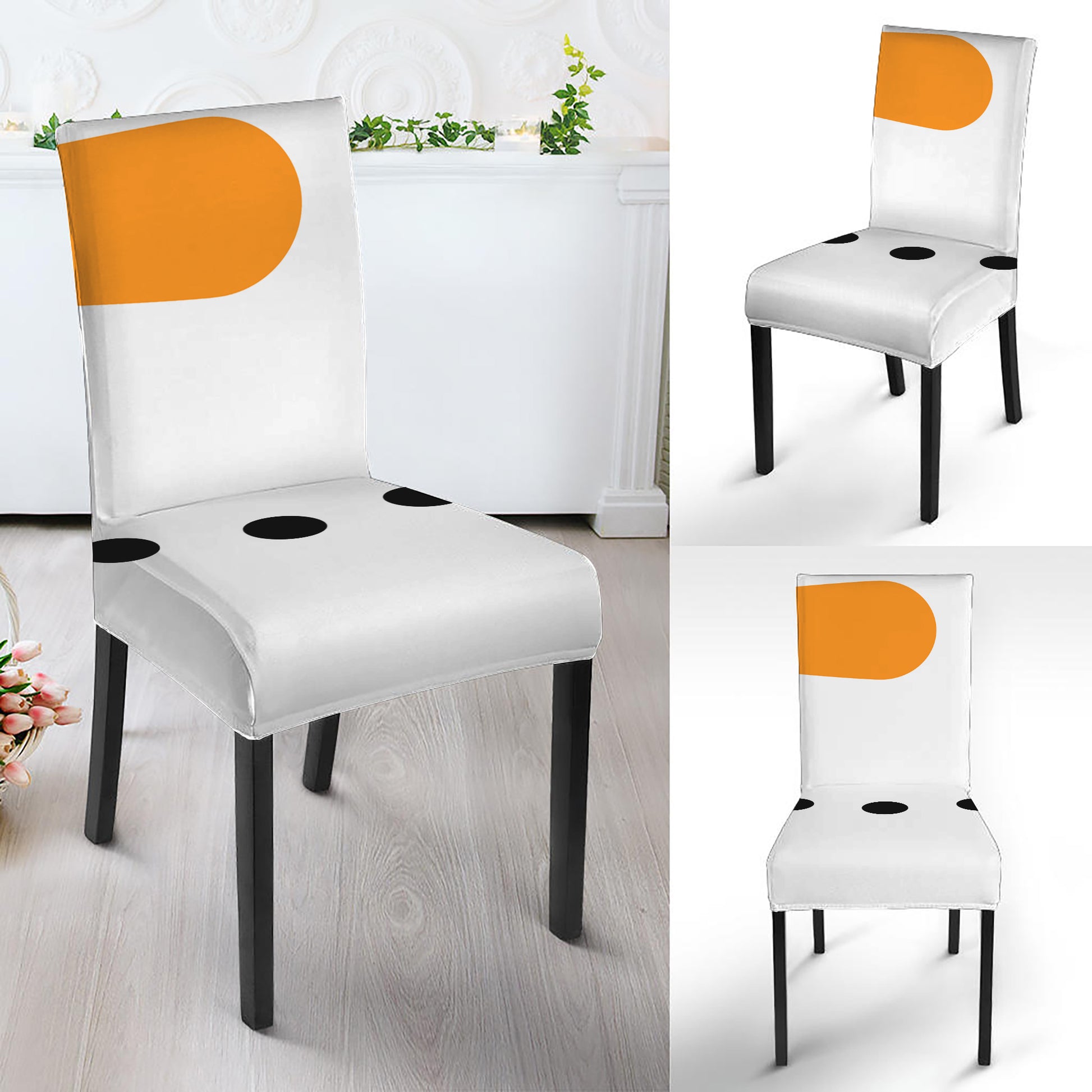 Snowman Face Print Dining Chair Slipcover