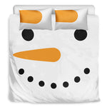 Snowman Face Print Duvet Cover Bedding Set