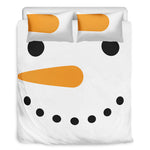 Snowman Face Print Duvet Cover Bedding Set