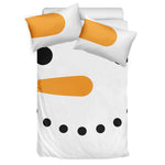 Snowman Face Print Duvet Cover Bedding Set