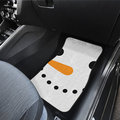 Snowman Face Print Front and Back Car Floor Mats