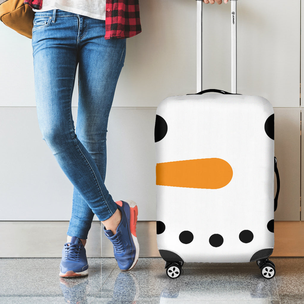 Snowman Face Print Luggage Cover
